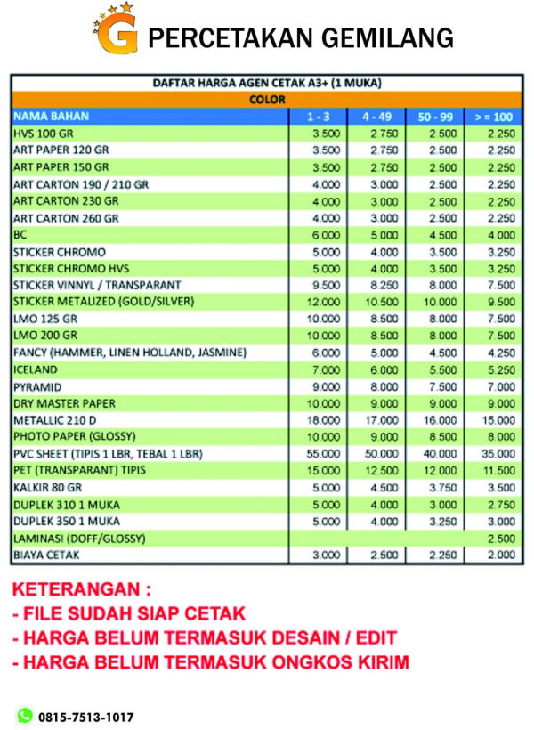 cetak a3 dua muka